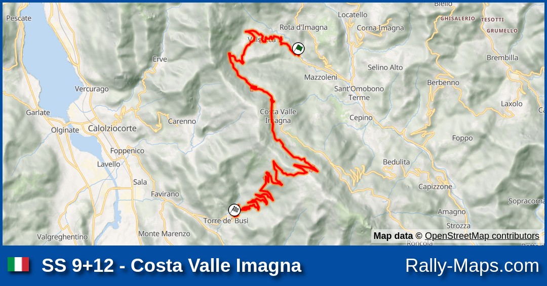 SS 9+12 - Costa Valle Imagna stage map | ACI Rally Monza 2020 [WRC] 🌍