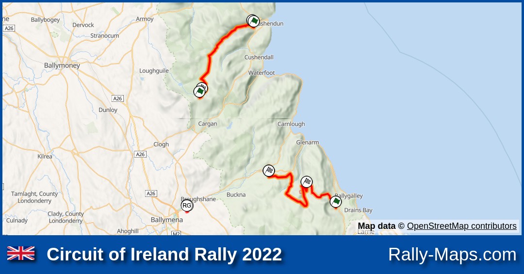 Streckenverlauf Circuit of Ireland Rally 2022 [ITRC] RallyeKarte.de