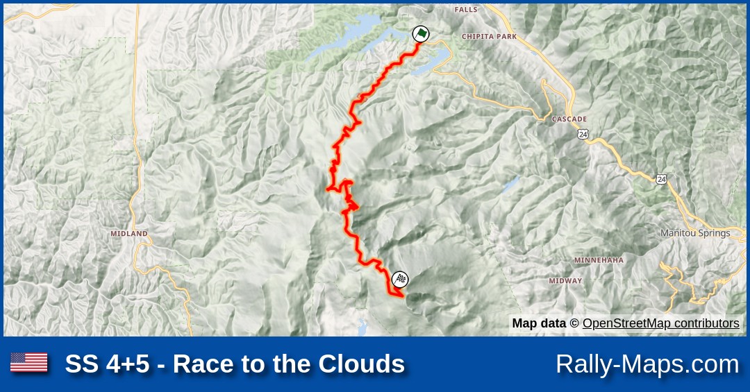 SS 4+5 Race to the Clouds stage map Pikes Peak Hill Climb ProRally