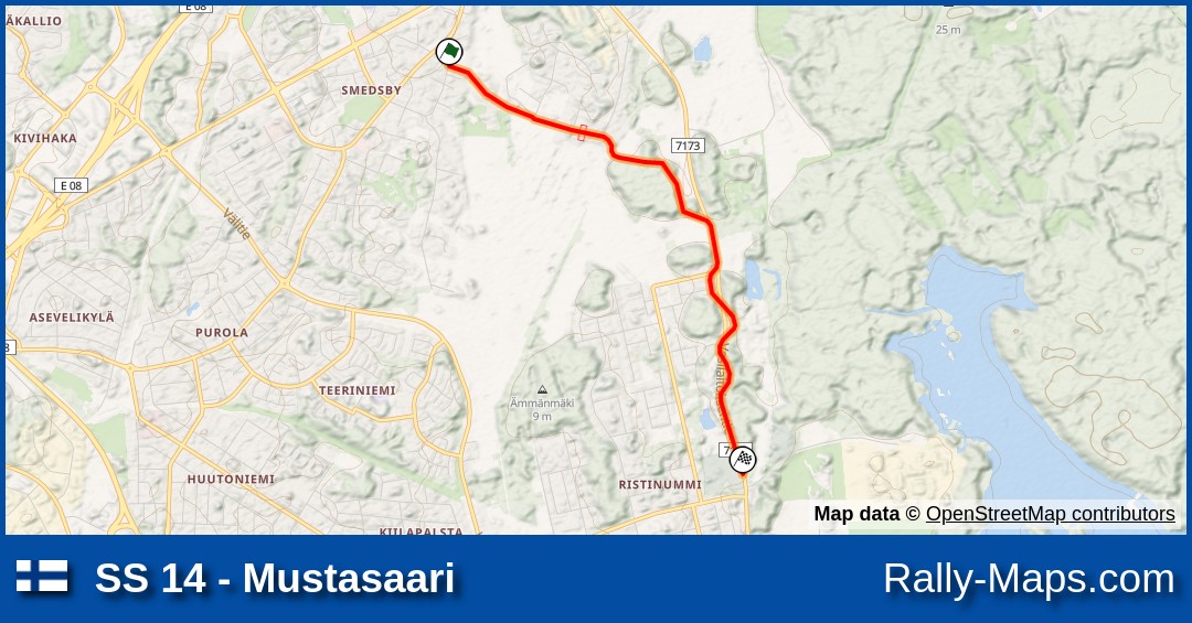 SS 14 - Mustasaari stage map | Pohjanmaa Ralli 1973 [RALLI-SM] ? |  