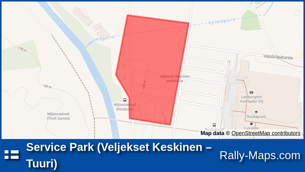 Service Park (Veljekset Keskinen – Tuuri) stage map | Pohjanmaa Ralli 2016  ? 