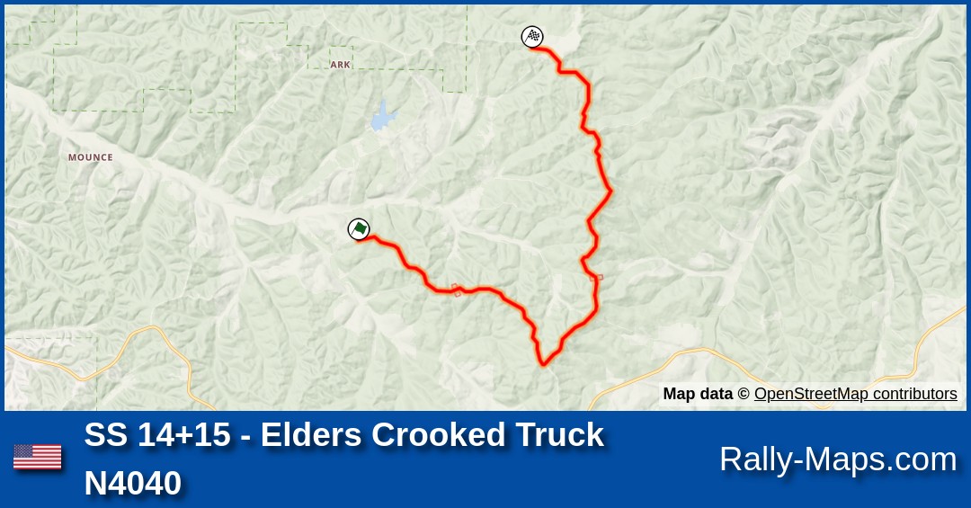 SS 14+15 Elders Crooked Truck N4040 stage map Rally in the 100 Acre