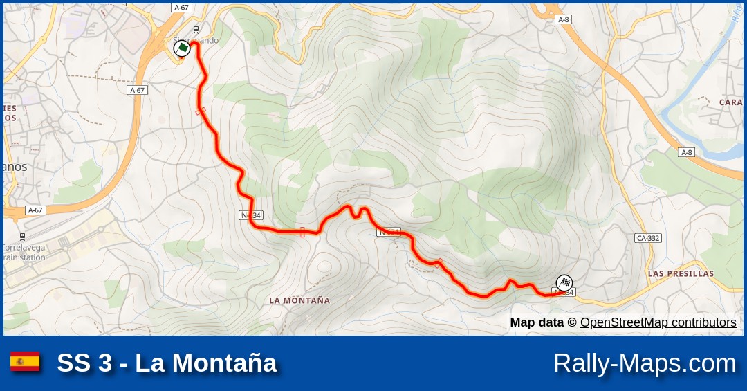 SS 3 La Montaña stage map Rallye Festival Hoznayo 2022 🌍 Rally