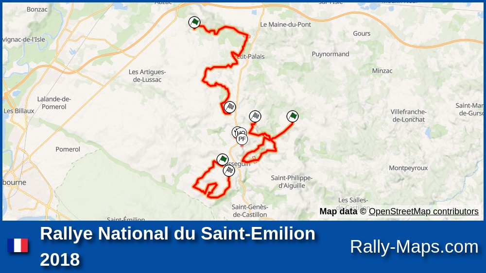 Streckenverlauf Rallye National Du Saint Emilion 2018 Rallyekarte De